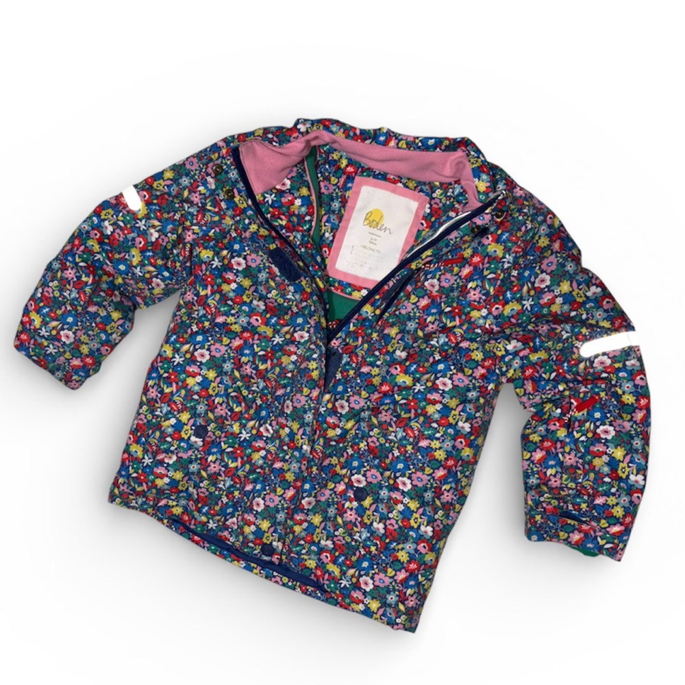 Boden girls size 6-7 years floral jacket fleece lined -missing hood